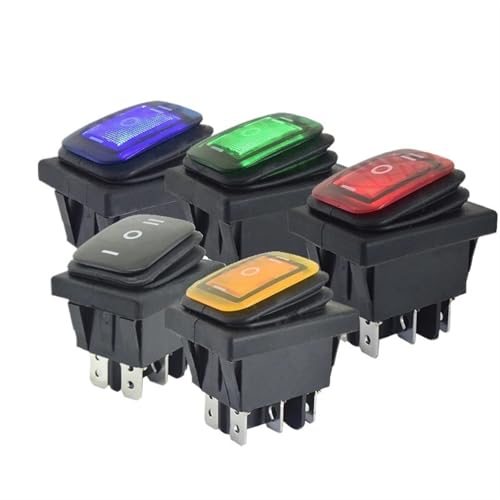 Interruptor basculante KCD4-203 16A 250V CA de 6 pines encendido/apagado con luz LED roja de 220V 2
