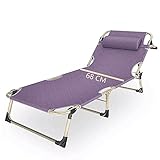 Tumbona Playa Plegable Tumbona Jardin Exterior Silla Ligera Tumbona inclinable Tumbona Jardin Exterior para Camping Piscina Cama Extra Ancha (Morado)