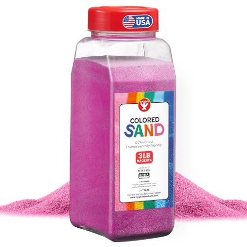 Image of Hygloss Colored Sand for Crafts - 3 lb Bottle, Magenta - Vibrant Colorful Fine Sensory Play Sand Art Kits for Kids - Classroom Activities for Children 3 4 5 6 7 8 9 10 11 12 - Safe for Ages 3+
