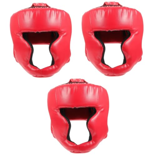 Sosoport 3 Cascos para Hombre para Entrenamiento De Karate Lucha Libre Sparring Kickboxing Taekwondo Boxeo Protección para Casco De Bateo Deportivo Gorra De Esponja Roja