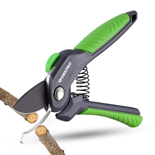 WORKPRO 8.5' Bypass Pruning Shear, Heavy Duty Garden Scissors & Clippers with Labor-Saving Design, Handheld Gardening Shears with Sharp Blade for Branch Trimming and Floral arrangement