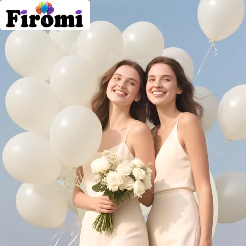 Image of Firomi Beige Latex Balloons 12-inch 100 Pack (with 3 Ribbons) | Big Helium Thicken Sand Balloon for Wedding Birthday