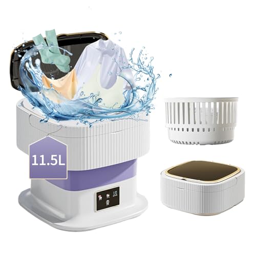 Mini Waschmaschine Faltbare, 11.5L Tragbare Mobile Washing Machine Klein, Camping Waschmaschine Klein für Unterwäsche, Camping, Wohnmobile, Geschenke, Reisen