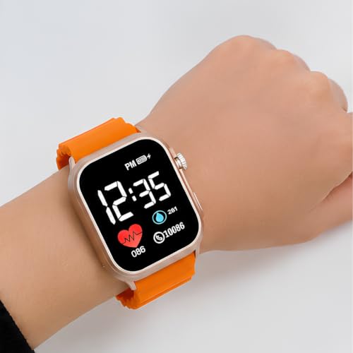 Image of XENTON Kids Digital Watch for Boys & Girls | LED Display Wrist Watch | One Touch Time & Date Display | Adjustable Strap | Lightweight Casual Watch for Kids Boys (Orange)