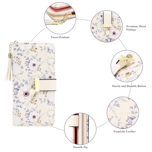 Image of RFID Wallets for Women with Multiple Card Slots and Cellphone Compartment, Womens Wallet, Hydrangea, Classical