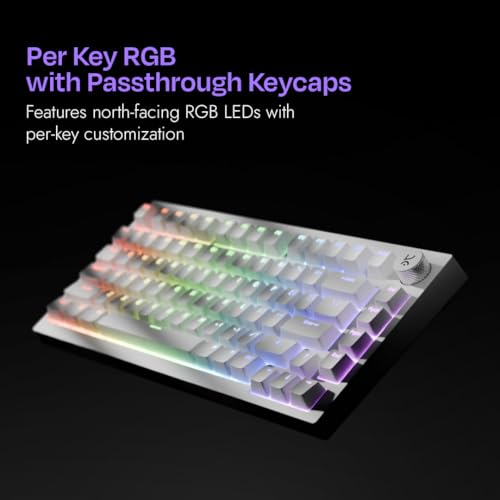 Image of Kreo Swarm X Wireless Mechanical Gaming Keyboard - Huano Red Switches, Pass Through Keycaps with RGB, Tri-Mode Connectivity (2.4Ghz /Bluetooth /Wired), 5-Pin Hot-Swap, for Windows & MacOS (White)