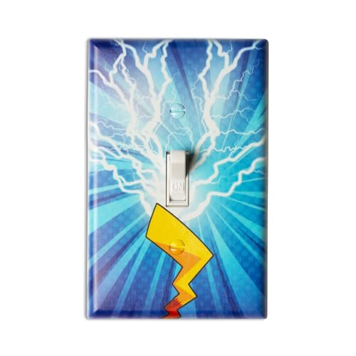 GENERIC Light Switch Cover Animation - Electricity Surge Printed Wall Plate Room Decor - Thunder-31 - 3.12 Inches x 4.87 Inches