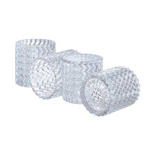 Image of Aspen Creative 23646-60-4,Clear Glass Shade w /Diamond Pattern For Lighting fixture /Vanity Light /Wall Light /Pendent.Size:4-1 /2 inchD x 4-3 /4 inchH.Center Hole:1-5 /8 inch. Set of 4