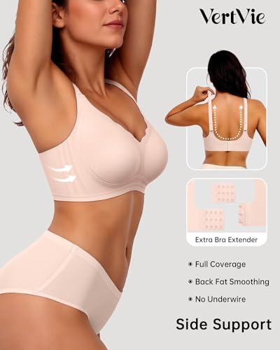 Image of Vertvie Women Seamless Jelly Bras No Underwire Supportive Wireless Push Up Full Coverage Bralette Comfy Scalloped T-Shirt Bra