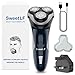 SweetLF Electric Razor for Men, 120 Min Shaving, Fast UK Adapter (1H Charging),100% Waterproof, Wet & Dry Rotary Shavers for Men with Pop-up Trimmer, LED Display, Dark Blue