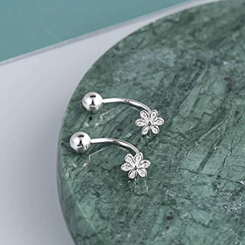 S925 Sterling Silver Petal Parafuso Ear Exter, Platina, prata de lei