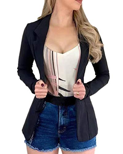 Blazer décontracté noir femme veste manches longues mi-saison taille 40