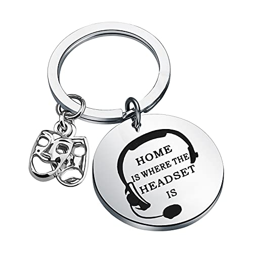 Stage manager keychain drama mask jewelry drama major gift home is where the headset is keychain