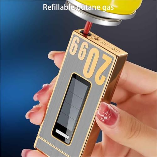 Encendedores de metal recargables que no se apagan con el viento y muestran el nivel de gas 6