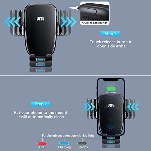 Cargador inalámbrico para coche anticaídas con sujeción automática para iPhone y Android Qi 4