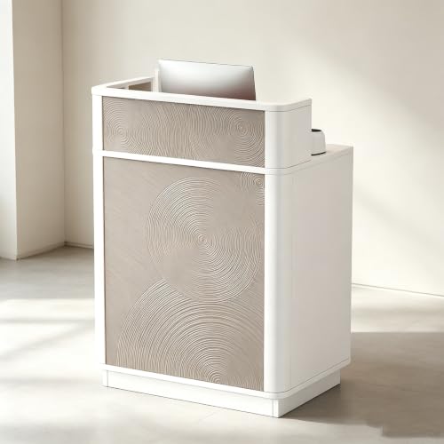 Mostrador de recepción elegante Bianco de 80cm con compartimentos profundos 3