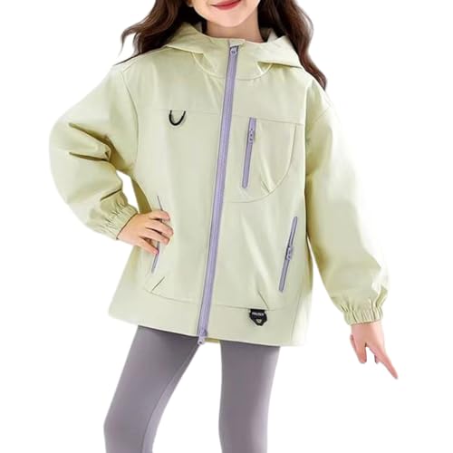 Chaqueta impermeable para niñas, para deportes escolares, senderismo, lluvia, adolescentes, cortavientos, ligera, con cremallera, con capucha, manga larga, para exteriores, ropa deportiva para