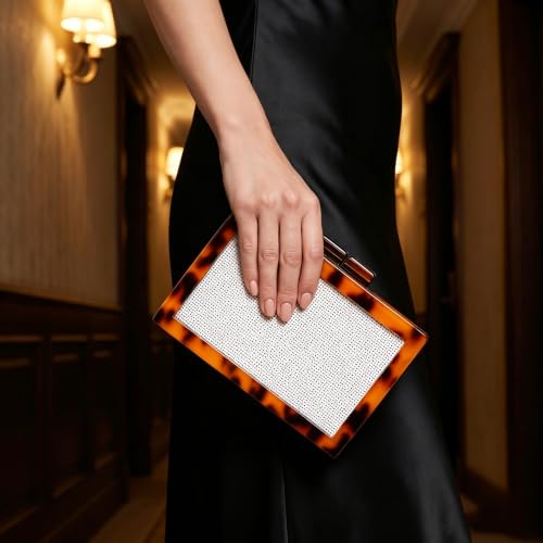 Image of RomanticDesign Women Acrylic Handbag Rattan Woven Pattern Square Box Crossbody Handbag Shoulder Bag Chain Purse