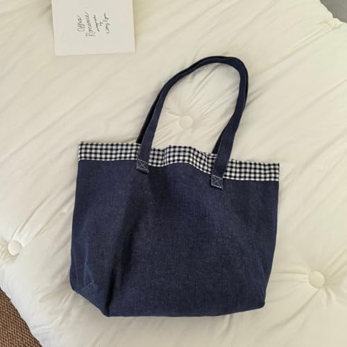 Bolso tote de mezclilla para mujer, negro miniatura 6