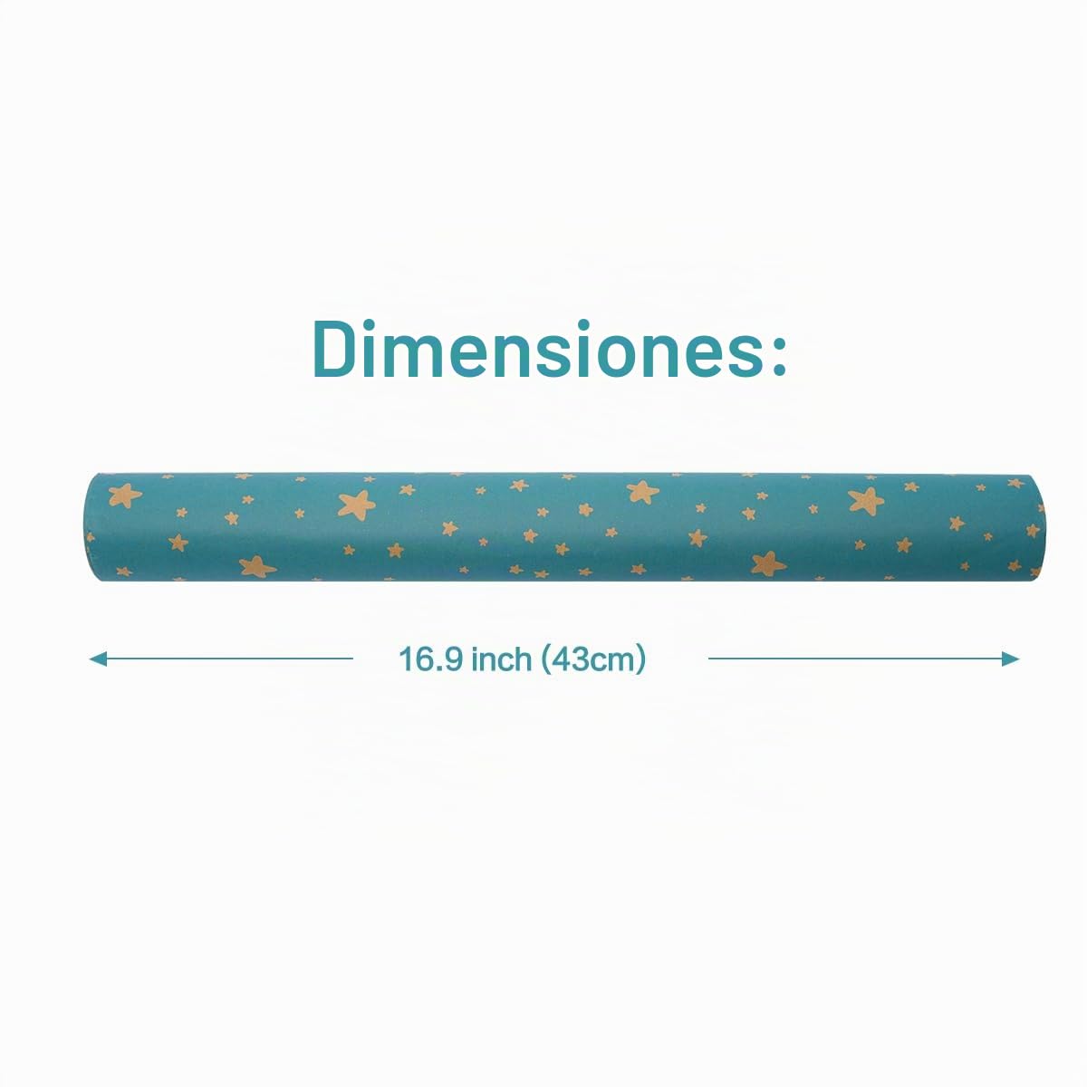 Rollo de papel de regalo de 15 x 43 cm, papel kraft reciclado para cumpleaños, bodas, decoración de fiestas de Navidad (azul)