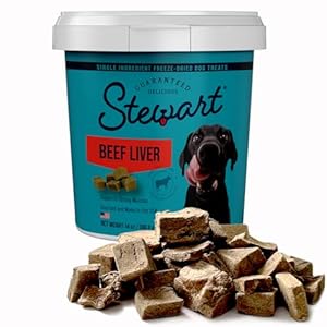 Stewart 100% Beef Liver Dog Treats, 14 oz Tub, ~315 Pieces, Freeze Dried Raw, Single Ingredient, 50% Protein Training Treats or Meal Topper, Grain Free, Gluten Free