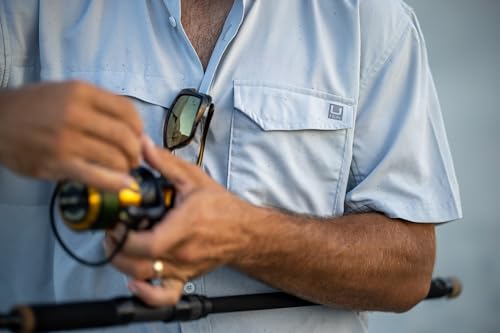 Image of HUK Men's Tide Point Kc Scott Original Artwork Short Sleeve Shirt, Fishing Button Down