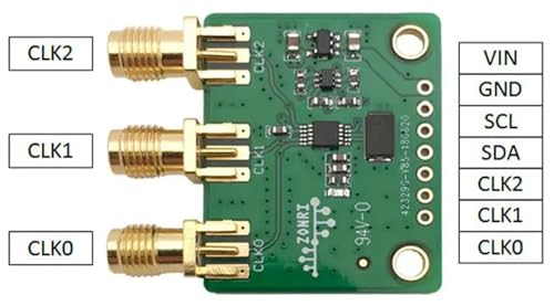 JESSINIE Si5351A 3-Channel Clock Signal Generator Module 8KHz-160MHz I2C Square Wave for DIY Projects and Electronics Kits 3-5VDC - Thumbnail 3