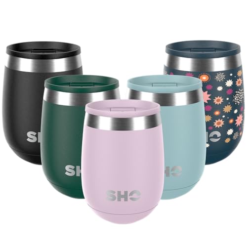 SHO Pacto - Ultimate Insulated Stainless Steel Reusable Coffee Cup & Stemless Wine Tumbler - 4 Hours Hot, 8 Hours Cold - 360ml - BPA Free (Pale Lavender, 360ml)