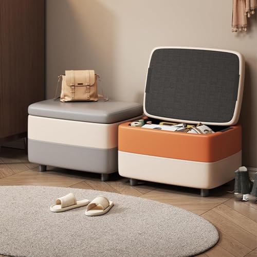 Repose-pieds rectangulaire orange rembourré assise dressing confortable - 3