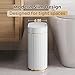 WLIVE Automatic Bathroom Trash Can with Lid, 9L/2.4Gallon, Motion Sensor Trash Can, 3 Modes, IPX5 Waterproof Small Waste Bin for Bathroom, Office, Dormitory, White + Gold