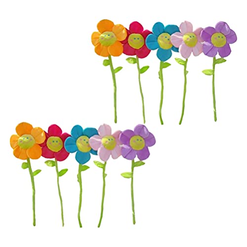 TOYANDONA 10 piezas de peluche flor suave tallos cortina hebilla artificial de girasol besos de peluche margarita ramo de flores con cara sonriente feliz peluche regalo para