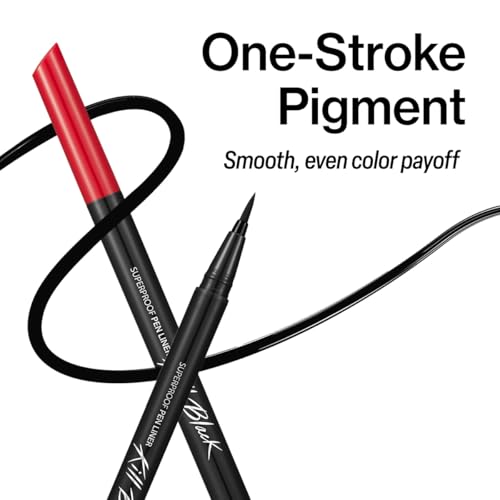 Image of CLIO Superproof Pen Liquid Eyeliner, Waterproof Smudge Proof Long Wear, Ultra Precision Sponge Tip, One Stroke High Pigment Color, Fast Dry Formula, Sharp Wing, Safe for Sensitive Eyes (001 Black)