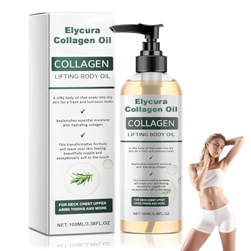 Elycura Collagen Oil Collagen Lifting Body Oil Shower Hydrating Shower Oil Helps Soften Appearance Of Crepey Skin Quick-absorbing Shower Body Oil For Women 3.38 Fl.oz (1pc)