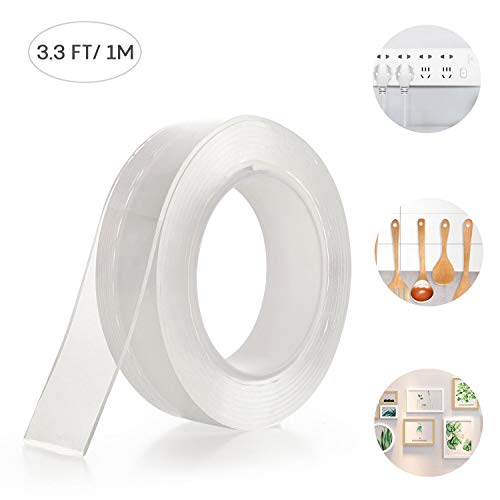 Preisvergleich Produktbild FORMIZON Waschbares Spurloses Klebeband, Multifunktionales Nano-Adhäsiv Transparentes Super-Klebebandrolle, Wiederverwendbare, Rutschfestes Klebeband, Waschbar für Innen- und Außenbereich (1m)