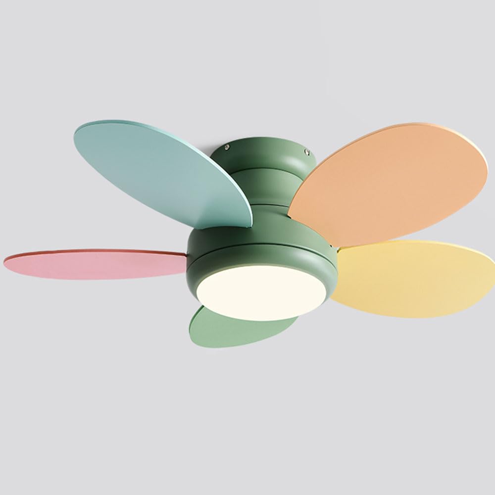 IBalody Indoor Colorful Ceiling Fan Light Remote 6 Speed Fan Light Kids Room Timing Ceiling Light With Fan 30dB Silent Ceiling Fan With LED Light For Kindergarten Dormitories Dining Room
