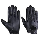 Men's Classic style quality Soft Lambskin Leather Driving & Fashion Gloves (S, Black)