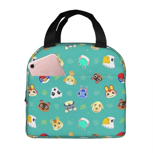 Bolsa de Almuerzo para Hombres y Mujeres Animal Crossing de Dibujos Animados Enfriador térmico Impermeable Escuela Lonchera de poliéster Bolsos
