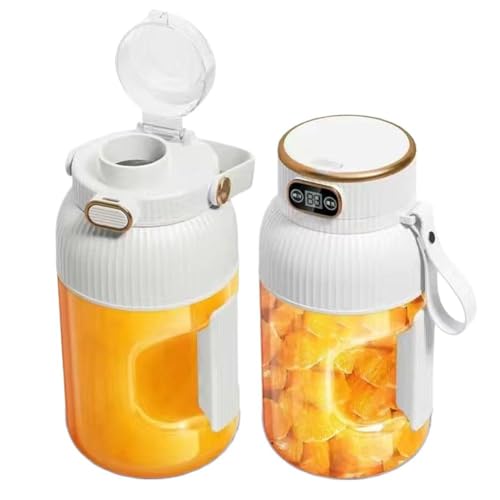 PLGEBR Exprimidor portátil multifuncional 2 en 1 con pantalla digital, licuadora portátil con tapa para beber, licuadora personal para batidos y batidos, exprimidor eléctrico para el hogar, cocina,
