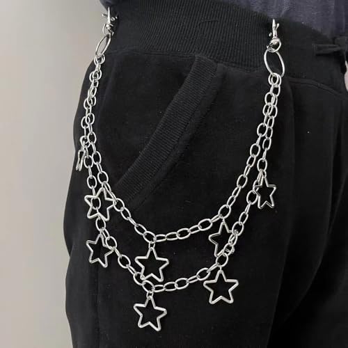QWALIT Y2K Star Pants Chain for Men Jean Chains for Women Pocket Chain for Pants Biker Hip Punk Chains Y2K Jewelry for Women Accessory Silver Trendy Fashion for Music Festival Concert Cosplay4