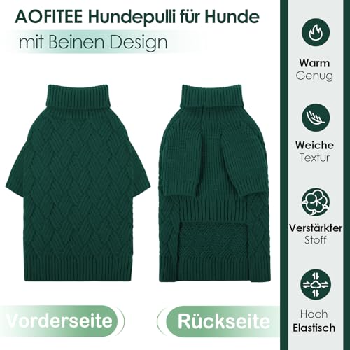 AOFITEE Hundepullover für Große Hunde, Warmer Weihnachts Hundepullover XXL Hunde Pullover, Rollkragen Winter Grün Strickpullover Hundepulli GroBe Hund Christmas Sweater, Pullover für Labrador
