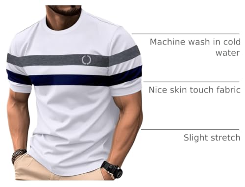 Image of RoseSeek Men's Color Block Short Sleeve Tee Shirts Casual Crewneck T Shirt Trendy Summer Tops