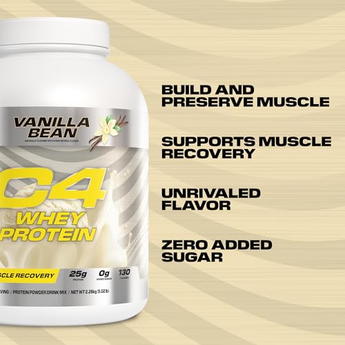 Image of Cellucor C4 Whey Protein Powder, Vanilla Bean - 25g Protein, 0g Added Sugar, 130 Calories Per Serving, Supports Muscle Recovery, 66 Servings, Premium Whey for Post-Workout
