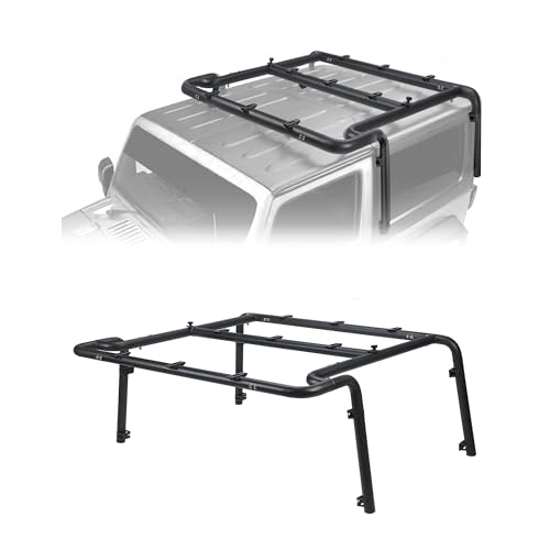 HECASA Roof Rack Compatible with 2007-2010 Jeep Wrangler JK 2 Door Hardtop Rooftop Cargo Luggage Rack Ladder Carrier w/Cross Bar