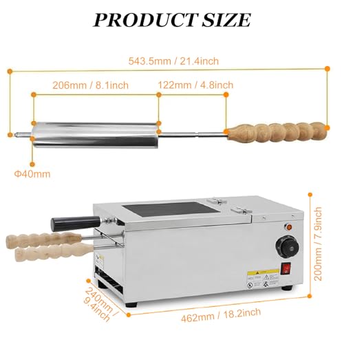 Kamin-Kuchenrollen-Ofen-Maker, Mini-Kreis-Brotbackautomat 110 V 220 V Doppel-Edelstahl-Form, Spiegelrumpf-Kamin-Wickler, Kommerzielle Brotmaschine,110V – Bild 4