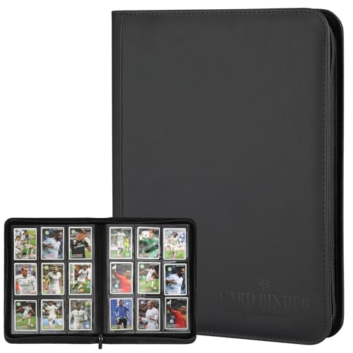 9 Pockets Card Binder Premium Zip Trading Card Binder 540 Double Sided Pocket PU Collection Binder Collector Album Card Folder for MTG TCG Business Cards.(Black)