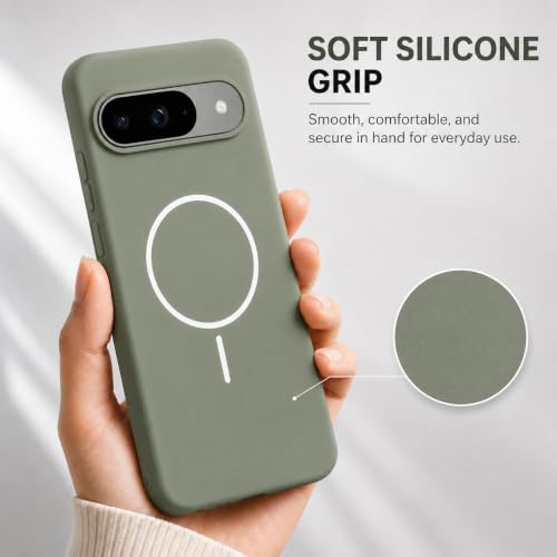 Image of FIRST MART Matte Silicone Back Cover for Google Pixel 9 - Green