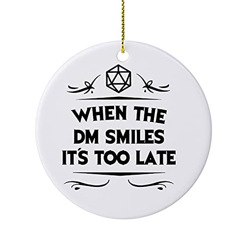 Ornaments Gift Dungeons and Dragons Inspired Circle Keepsake Present Christmas Tree Ornament Hanging Accessories 3 Round Ceramic Holiday Home Decor Made in The USA