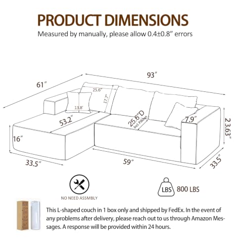 Image of 93 inch Boneless Couch, Modular Sectional Sofa for Living Room, Navy Blue