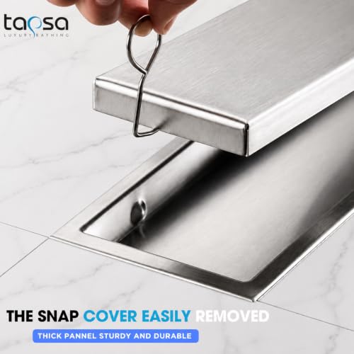 Image of Tapsa Tile Insert Floor Drain | 304 Stainless Steel | Invisible Shower Drain Channel | Shower Drain Channel | Water Drain Channel | with Cockroach Trap. (24X4, SS Matte Tile Insert Floor Drain 20 mm)