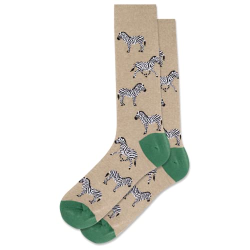 Hot Sox Men's Zebra Crew Socks 1 Pair, Denim Heather, Men's 10-13 Shoe